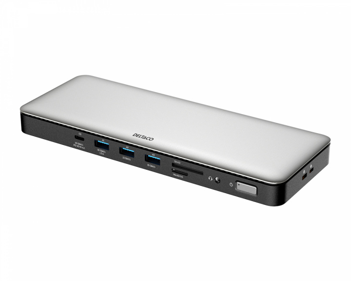 Deltaco USB-C Telakointiasema 15 Portilla - Harmaa