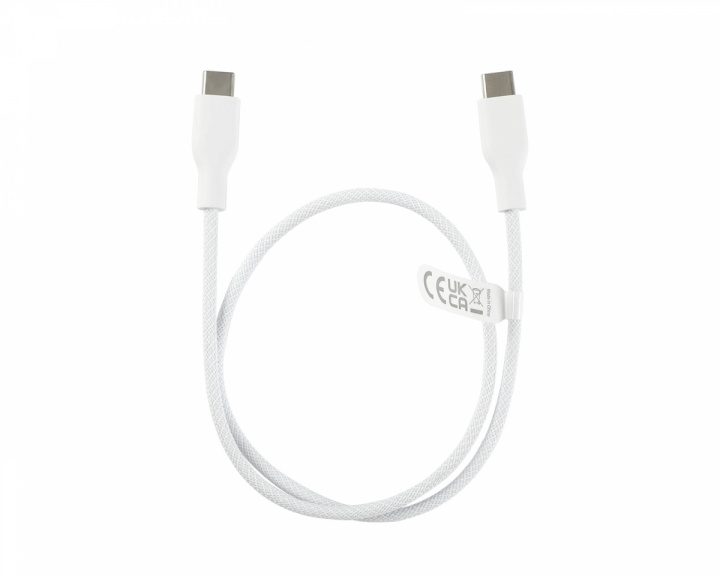 Deltaco 60W USB-C to USB-C Latauskaapeli - Valkoinen - 0.5 m