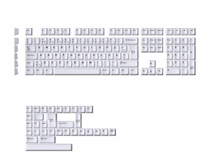 MaxCustom Essential BoW Cherry Double-Shot PBT Keycaps Nordic - White