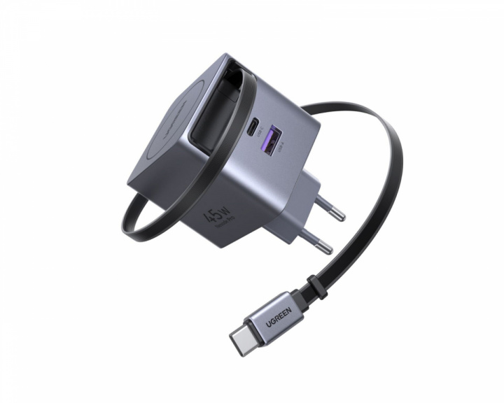 UGREEN 45W GaN Nopea Laturi, jossa on Vedettävä Kaapeli
