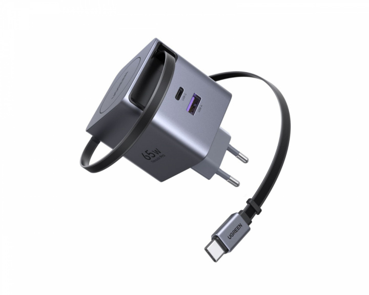 UGREEN 65W GaN Nopea Latauslaite Vetäytyvällä Kaapelilla