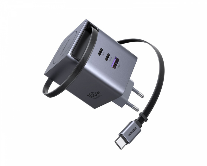 UGREEN 100W GaN-nopealaturi vetoketjukaapelilla