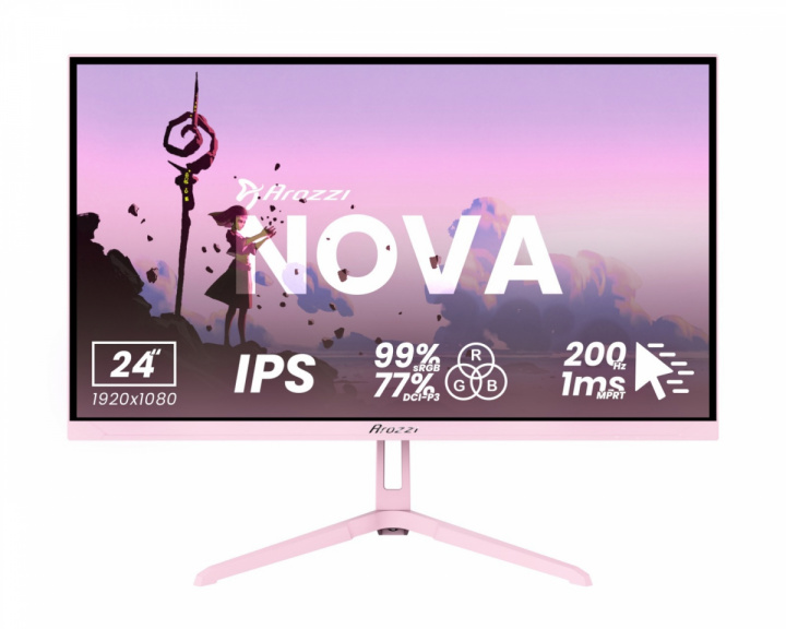 Arozzi Nova 24“ IPS 1920x1080 200Hz Pelimonitori - Vaaleanpunainen