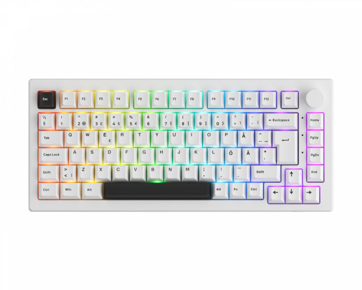Akko 5075B Plus-S Black on White Langaton Näppäimistö - Valkoinen [V3 Lavender Purple Pro]