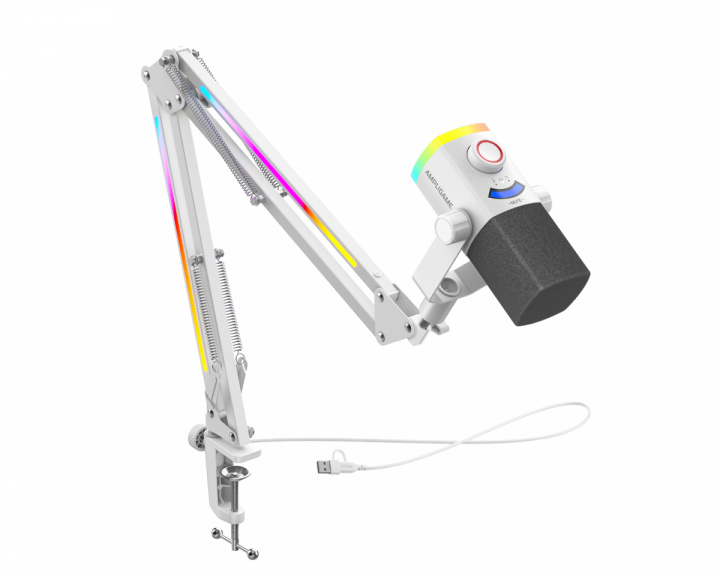  AmpliGame AM8PROT-mikrofoni puomivarrella - Valkoinen