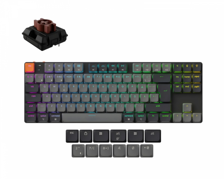  K1v6 Low Profile QMK Langaton Näppäimistö [Gateron Brown] - Vaaleanharmaa