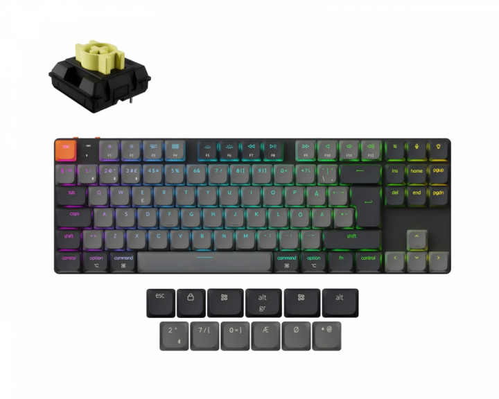  K1v6 Low Profile QMK Langaton Näppäimistö [Gateron Banana] - Vaaleanharmaa
