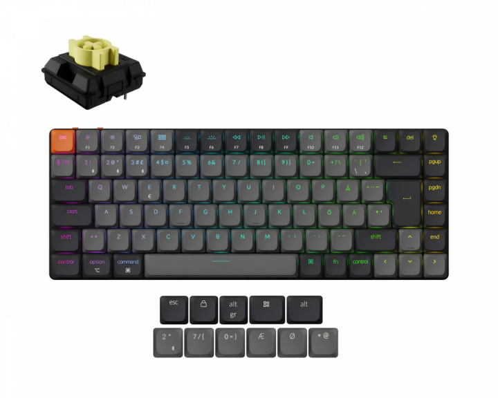  K3v3 Low Profile QMK Langaton Näppäimistö [Gateron Banana] - Vaaleanharmaa