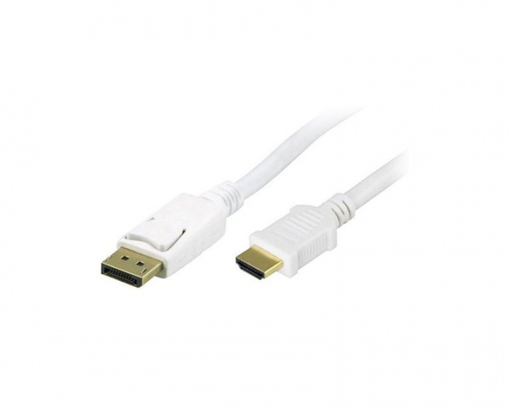 Deltaco DisplayPort -> HDMI 2m Valkoinen -kaapeli