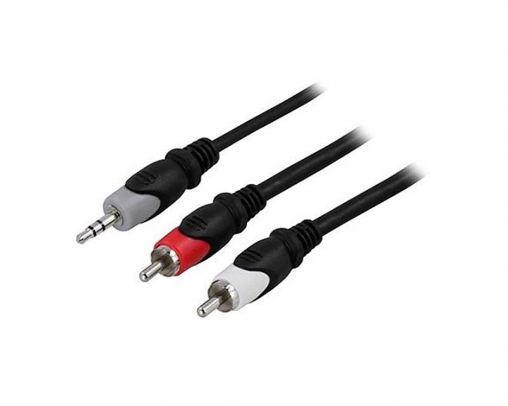 Deltaco 3.5mm uros - 2x RCA uros 3m Musta