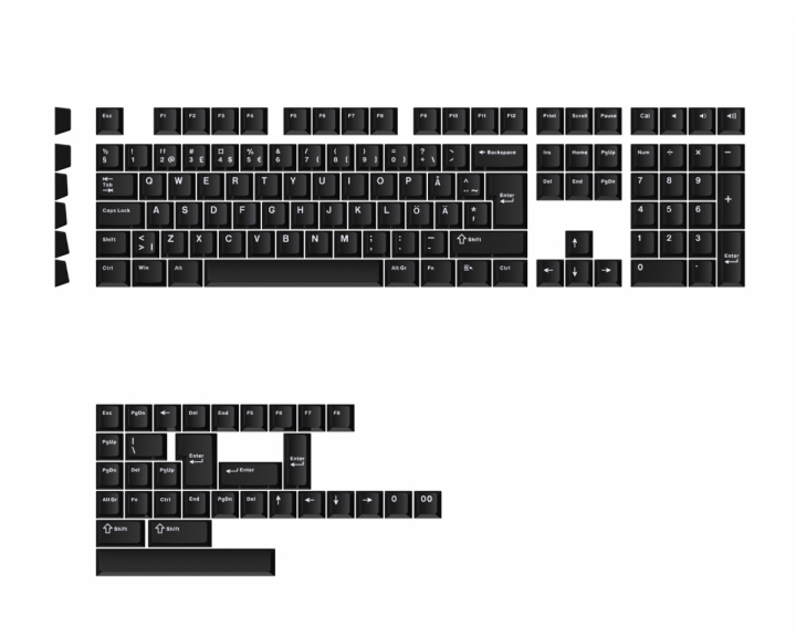 MaxCustom Essential WoB Cherry Double-Shot PBT Keycaps Nordic - Black (DEMO)