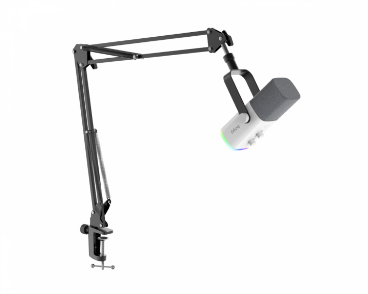 Fifine AM8T USB/XLR -dynaaminen mikrofoní ja boom-teline - Valkoinen (DEMO)