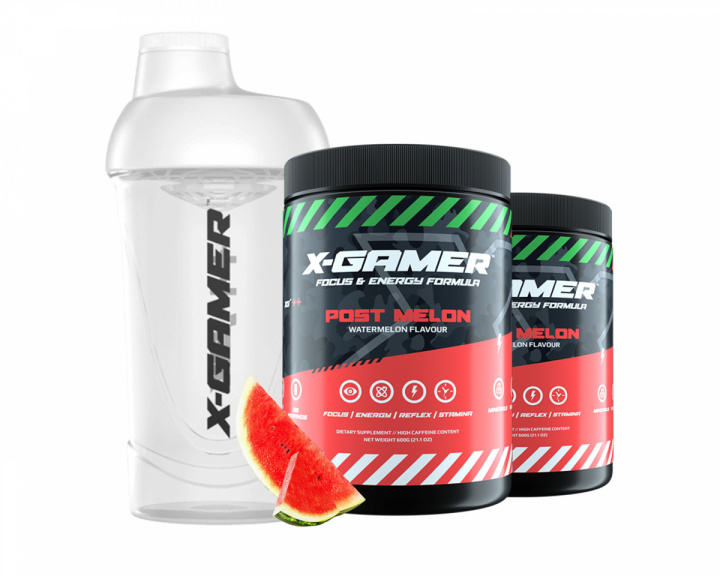 X-Gamer 2 x 600g X-Tubz Post Melon - 60 Annosta + Sekoitin