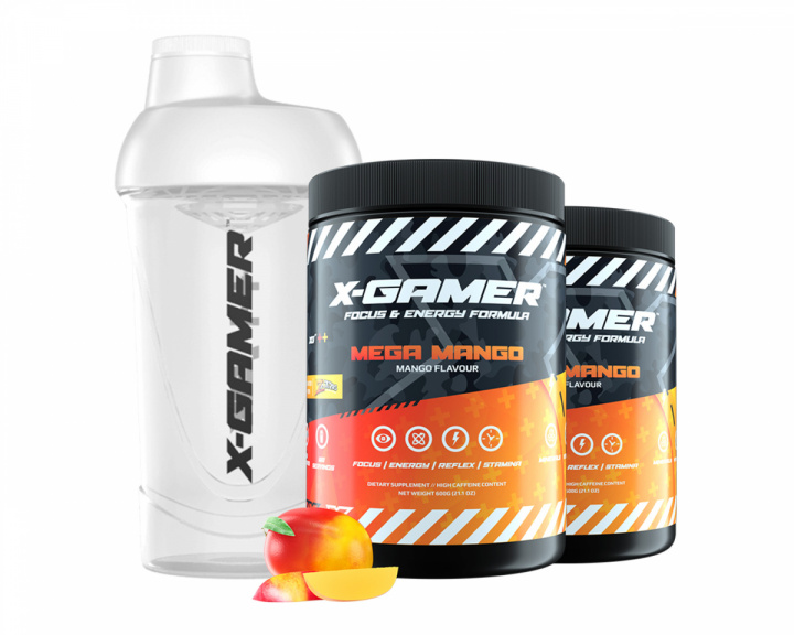 X-Gamer 2 x 600g X-Tubz Mega Mango - 60 Annosta + Sekoitin