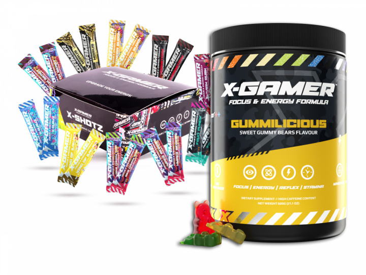 X-Gamer 600g X-Tubz Gummilicious + X-Shotz BOX Mix (20 pack)