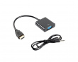 HDMI-A Uros till VGA Naaras + Audio Cable 20 cm