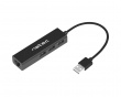 USB Hub 2.0 Dragonfly 3-ports + RJ45 -Adapteri