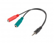 Headset-sovitin 3.5mm (Uros) 4-Pin - 2x3.5mm (Naaras)