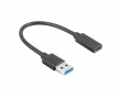 USB-C 3.1 (Naaras) - USB-A (Uros) 15cm Adapteri