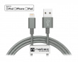 Lightning kaapeli MFi Nylon - Lightning -> USB (1.5 m) Harmaa