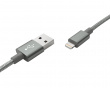 Lightning kaapeli MFi Nylon - Lightning -> USB (1.5 m) Harmaa