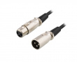 XLR Kaapeli, 3-pin Uros - 3-pin Naaras, 1m - Musta