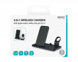 2-in-1 Wireless Charger, 10W, USB-C, Qi - Musta