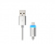 PRATI Charging Cable Micro USB > USB-A 2.0 - Silver LED 1m