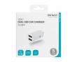 Dual USB Car Charger 12W, 2.4A - USB-autolaturi Valkoinen