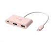 USB-C-HDMI 4K ja USB Type-A 90 W Teholla -  Vaaleanpunainen