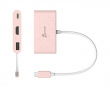 USB-C-HDMI 4K ja USB Type-A 90 W Teholla -  Vaaleanpunainen