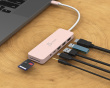 USB-C-moniporttinen keskitin 60W Virransyötöllä - Vaaleanpunainen