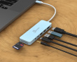USB-C-moniporttinen keskitin 60W Virransyötöllä - Sininen