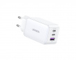 Nexode 65W 3-Port PD GaN Fast Wall Charger - Valkoinen Verkkovirtalaturit