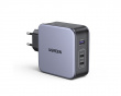 Nexode 140W USB-C PD GaN - 3-Port Wall Charger + USB-C Cable 1.5m - Musta Verkkovirtalaturit