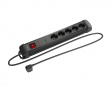 Power Strip with Surge Protector, Jatkojohtoja 5-osainen - 3m - Musta