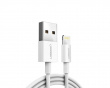 Nikkelipinnoitettu ABS-kuori USB-A to Lightning Kaapeli 2m - Valkoinen