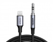 Alumiinikuorella punottu Lightning to Aux 3,5mm kaapeli 1m - Musta