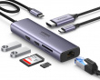 Monitoiminen USB-C-sovitin Ethernet-liitännällä