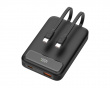10 000 mAh varavirtalähde, kaksi USB-C-kaapelia - Musta