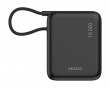 10 000 mAh Power bank , integroitu kangaspäällysteinen kaapeli - Musta
