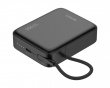 10 000 mAh Power bank , integroitu kangaspäällysteinen kaapeli - Musta